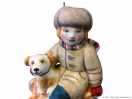 Мальчик на санках с собачкой